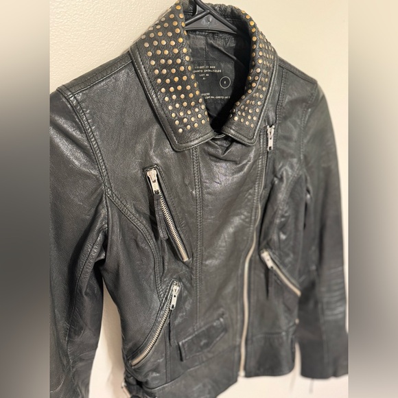 Allsaints - Leather Studded Moto Jacket - Picture 9 of 16